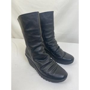 Fly London lug sole Black Boots 41